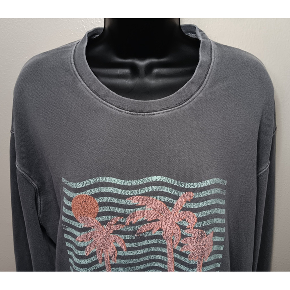 Rails Ramona Women's Large Sweatshirt Palm Spring Gray Terry Crewneck Relax Fit - Picture 2 of 12